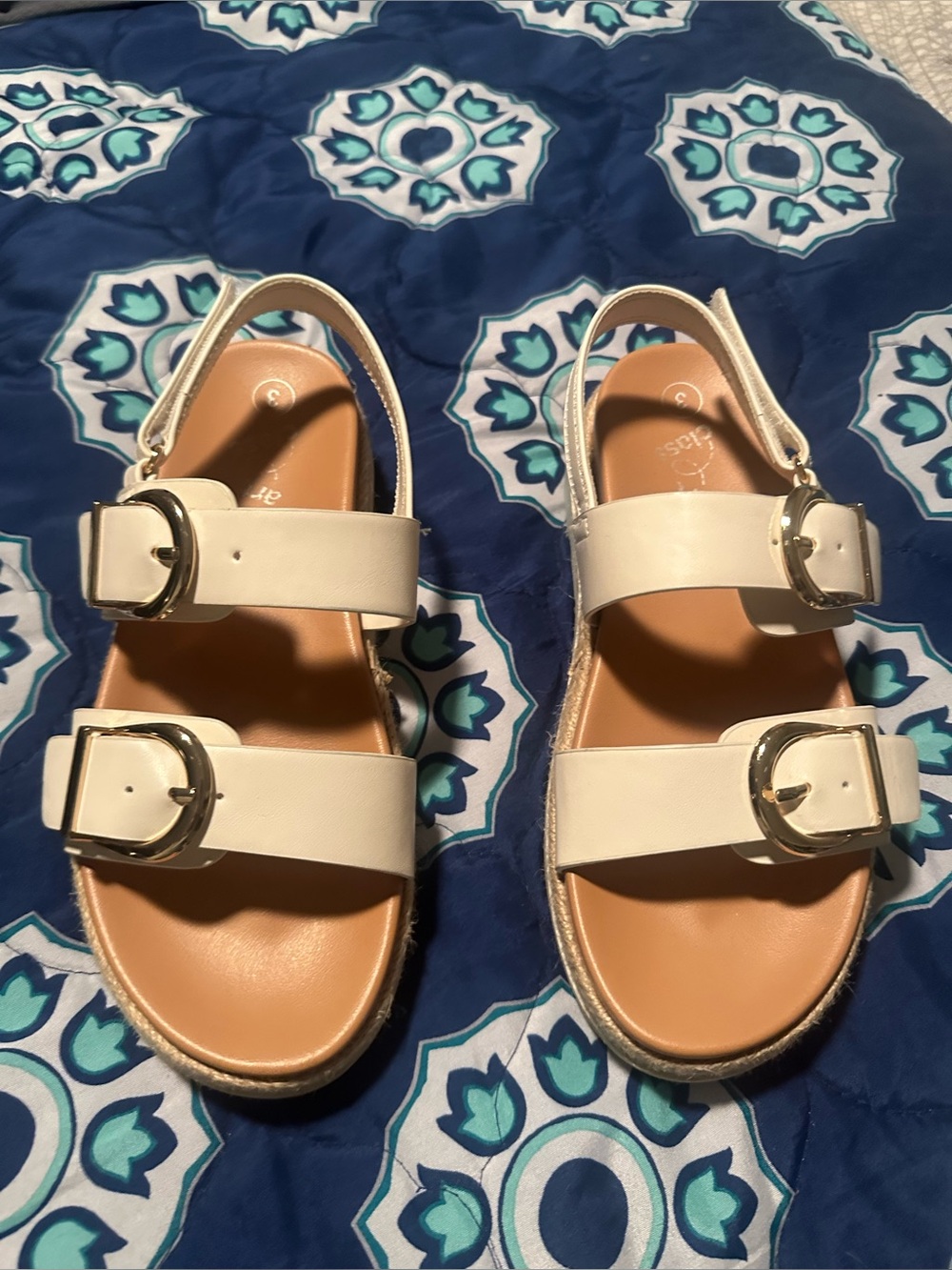 art class White Double Buckle Slingback Sandals
